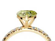 Solitaire Engagement Ring Setting for Fancy Yellow Heart-Shaped Center with Shared-Prong Accents and Prong Head in Yellow Gold