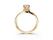 Solitaire Engagement Ring Setting for Fancy Pink Pear-Shaped Center with Raised Channel Band and Prong Head in Yellow Gold