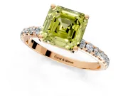 Solitaire Engagement Ring Setting for Fancy Yellow Asscher Cut Center with Micro Pave Band and Prong Head in Rose Gold