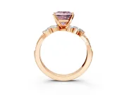 Solitaire Engagement Ring Setting for Fancy Pink Princess Cut Center with Marquise Accent Twist Band and Prong Head in Rose Gold