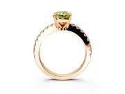 Solitaire Engagement Ring Setting for Fancy Yellow Radiant Cut Center with Single Row Accent Band and Prong Head in Rose Gold