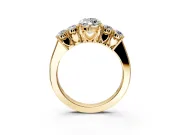 5 Stone Engagement Ring Setting for Marquise Center with Equal Close-Set Accents and Prong Head in Yellow Gold