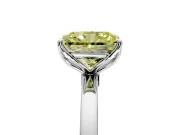 Solitaire Engagement Ring Setting for Fancy Yellow Radiant Cut Center with Thin Rounded Plain Band and Prong Head in Platinum