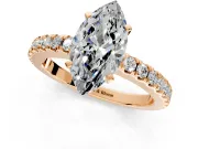 Solitaire Engagement Ring Setting for Marquise Center with Single Row Accent Band and Prong Head in Rose Gold