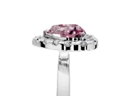 Halo Engagement Ring Setting for Fancy Pink Heart-Shaped Center with Thin Plain Band and Prong Head in Platinum