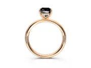 Hidden Halo Engagement Ring Setting for Fancy Black Cushion Cut Center with Thin Rounded Band and Prong Head in Rose Gold