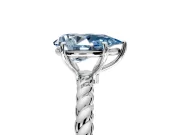 Solitaire Engagement Ring Setting for Fancy Blue Pear-Shaped Center with Plain Twisted Rope Band and Prong Head in White Gold