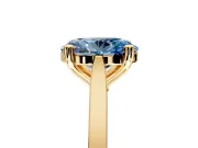 Solitaire Engagement Ring Setting for Fancy Blue Oval Center with Tapered Shoulders and Prong Head in Yellow Gold