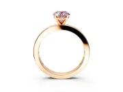 Solitaire Engagement Ring Setting for Fancy Pink Oval Center with Channel Baguette Band and Prong Head in Rose Gold