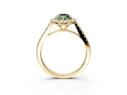 Halo Engagement Ring Setting for Fancy Green Marquise Center with Raised Halo, Pave Band and Prong Head in Yellow Gold