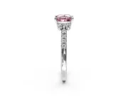 Paired Accent Engagement Ring Setting for Fancy Pink Princess Cut Center with Pave Band and Prong Head in Platinum