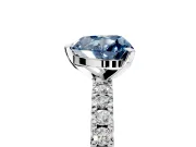 Solitaire Engagement Ring Setting for Fancy Blue Heart-Shaped Center with Fine Pave Band and Claw Prong Head in Platinum