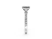Open Basket Engagement Ring Setting for Emerald Cut Center with Pave Band and Prong Head in White Gold