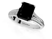 Solitaire Engagement Ring Setting for Fancy Black Radiant Cut Center with Pave Rail Split Shank and Prong Head in Sterling Silver