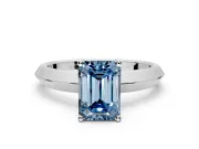 Solitaire Engagement Ring Setting for Fancy Blue Emerald Cut Center with Wide Knife Ridge Band and Prong Head in Platinum