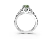 Solitaire Engagement Ring Setting for Fancy Green Pear-Shaped Center with Graduated Shared Prongs and Prong Head in Platinum