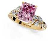 Solitaire Engagement Ring Setting for Fancy Pink Radiant Cut Center with Marquise Accent Twist Band and Prong Head in Yellow Gold
