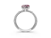 Rope Engagement Ring Setting for Fancy Pink Heart-Shaped Center with Accent Shoulders and Prong Head in Sterling Silver