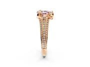 Solitaire Engagement Ring Setting for Fancy Pink Pear-Shaped Center with Accented Split Shank and Prong Head in Rose Gold