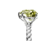 Solitaire Engagement Ring Setting for Fancy Yellow Heart-Shaped Center with Plain Twisted Rope Band and Prong Head in White Gold