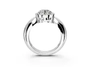Halo Engagement Ring Setting for Round Cut Center with Tapered Plain Band and Prong Head in Platinum