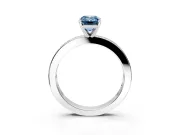 Solitaire Engagement Ring Setting for Fancy Blue Emerald Cut Center with Channel Baguette Band and Prong Head in Sterling Silver
