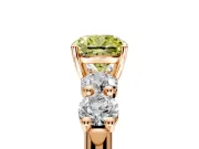5 Stone Engagement Ring Setting for Fancy Yellow Cushion Cut Center with Graduated Accents and Prong Head in Rose Gold
