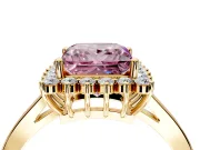 Starburst Halo Engagement Ring Setting for Fancy Pink Princess Cut Center with Flat Cathedral Band and Prong Head in Yellow Gold
