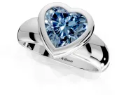 Solitaire Engagement Ring Setting for Fancy Blue Heart-Shaped Center with Wide Band and Bezel Head in Platinum