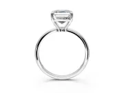 Minimalist Solitaire Engagement Ring Setting for Asscher Cut Center with Thin Band and Prong Head in White Gold