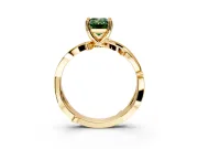Solitaire Engagement Ring Setting for Fancy Green Emerald Cut Center with Pave and Plain Crossover Band and Prong Head in Yellow Gold