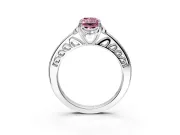 Floral Engagement Ring Setting for Fancy Pink Radiant Cut Center with Four Accent Clusters and Prong Head in Sterling Silver