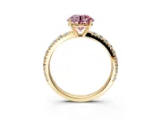 Solitaire Engagement Ring Setting for Fancy Pink Round Cut Center with Large Accent Band and Prong Head in Yellow Gold