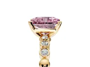 Solitaire Engagement Ring Setting for Fancy Pink Radiant Cut Center with Bezel-Dot Beaded Band and Prong Head in Yellow Gold