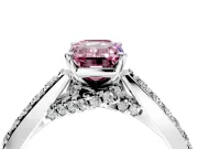 Solitaire Engagement Ring Setting for Fancy Pink Emerald Cut Center with Crossover Accents and Prong Head in Sterling Silver