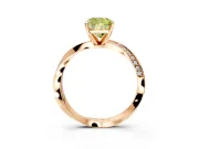 Side Accent Engagement Ring Setting for Fancy Yellow Cushion Cut Center with Accent Shoulders and Prong Head in Rose Gold