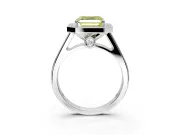 Halo Engagement Ring Setting for Fancy Yellow Asscher Cut Center with Outer Bezel Rim, Pave Band and Prong Head in Platinum
