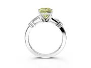 Bar-Set Engagement Ring Setting for Fancy Yellow Princess Cut Center with Tapered Baguette Accents and Prong Head in White Gold