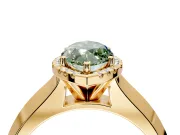 Halo Engagement Ring Setting for Fancy Green Marquise Center with Knife Ridge Cathedral Band and Prong Head in Yellow Gold