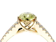 Solitaire Engagement Ring Setting for Fancy Yellow Pear-Shaped Center with Pave Split Shank and Prong Head in Yellow Gold