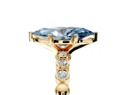 Solitaire Engagement Ring Setting for Fancy Blue Marquise Center with Bezel-Dot Beaded Band and Prong Head in Yellow Gold