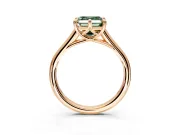 Solitaire Engagement Ring Setting for Fancy Green Asscher Cut Center with Cathedral Band and Prong Head in Rose Gold