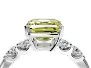 5 Stone Engagement Ring Setting for Fancy Yellow Asscher Cut Center with Plain Band and Prong Head in Sterling Silver