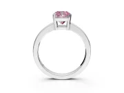 Solitaire Engagement Ring Setting for Fancy Pink Cushion Cut Center with Plain Band and Flat Tab Prong Head in Sterling Silver