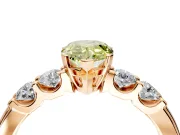 5 Stone Engagement Ring Setting for Fancy Yellow Pear-Shaped Center with Plain Band and Prong Head in Rose Gold
