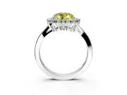 Starburst Halo Engagement Ring Setting for Fancy Yellow Heart-Shaped Center with Flat Cathedral Band and Prong Head in Platinum