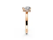 Hidden Halo Engagement Ring Setting for Heart-Shaped Center with Wide Flat Plain Band and Prong Head in Rose Gold