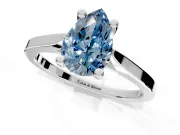 Solitaire Engagement Ring Setting for Fancy Blue Pear-Shaped Center with Tapered Shoulders and Prong Head in White Gold
