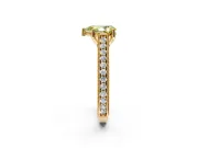 Solitaire Engagement Ring Setting for Fancy Yellow Pear-Shaped Center with Engraved Pave Band and Prong Head in Yellow Gold