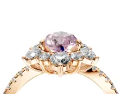 Floral Halo Engagement Ring Setting for Fancy Pink Pear-Shaped Center with Pave Accents and Prong Head in Rose Gold